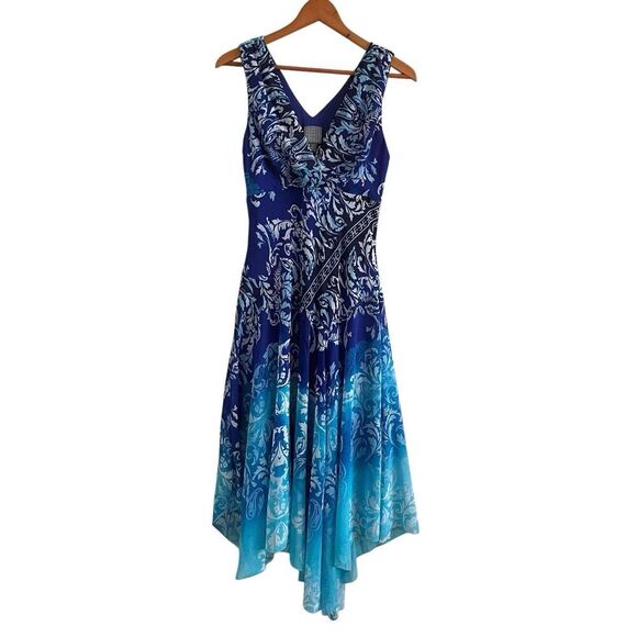 Rabbit Y2K Babydoll Asymetrical Midi Dress Sz 6 Teal Coastal Fairy Cottagecore - Picture 3 of 13